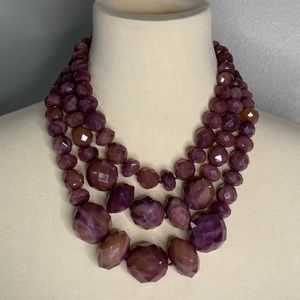 Kate Spade Give It A Swirl 3 Strand Faceted Bead Knotted Statement Necklace RARE